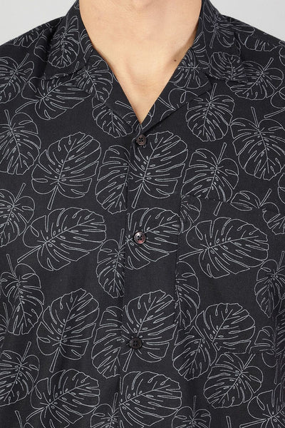 100% Premium Cotton Black Printed Shirt