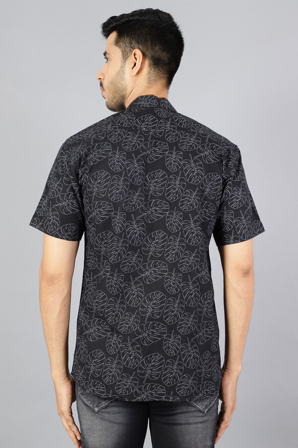 100% Premium Cotton Black Printed Shirt