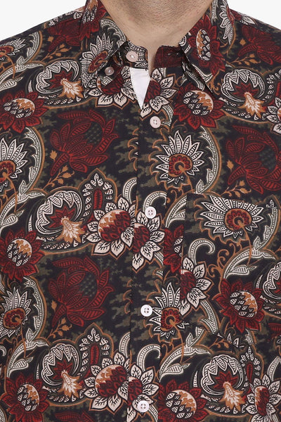Jaipur 100% Cotton Maroon Floral Shirt
