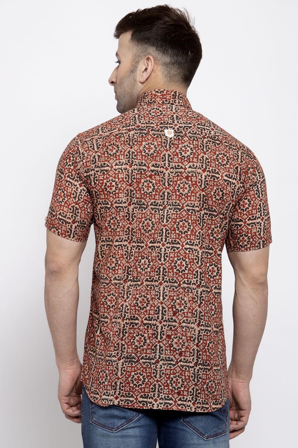 Wintage Men's Jaipur Cotton Tropical Hawaiian Batik Casual Shirt: Red