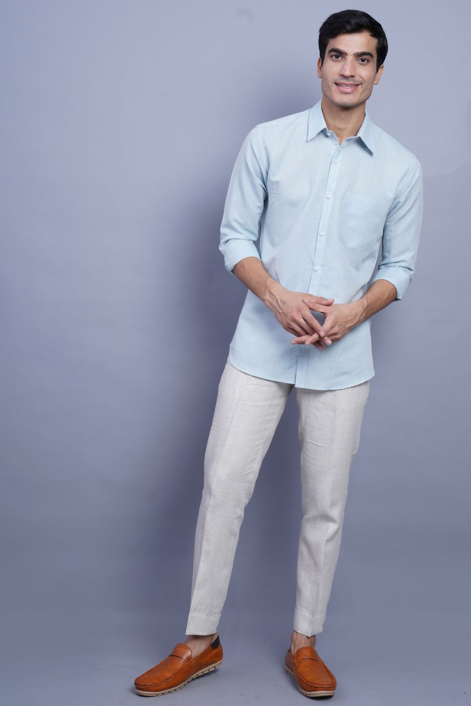 Linen Cotton Sky Blue Shirt