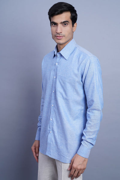 Wintage Men's Linen Casual Shirt: Blue 1