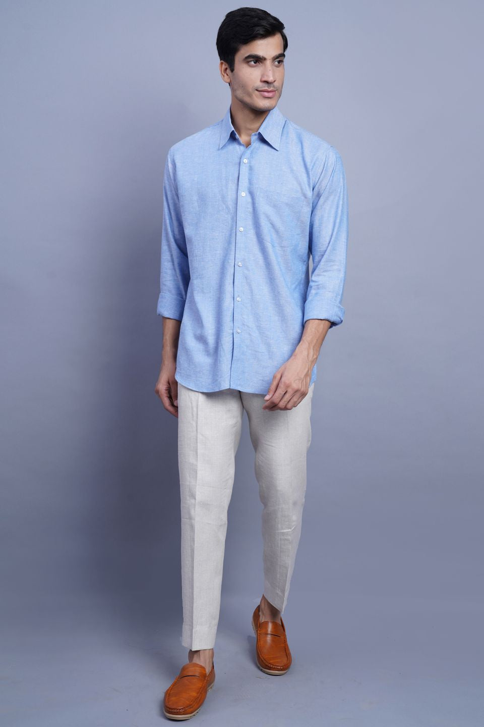 Linen Cotton Blue Shirt