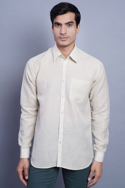 Wintage Men's Linen Casual Shirt:Beige