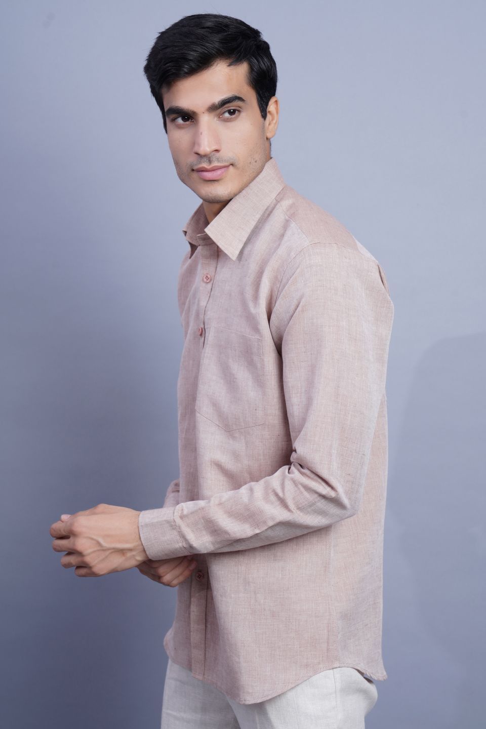 Wintage Men's Linen Casual Shirt: Brown