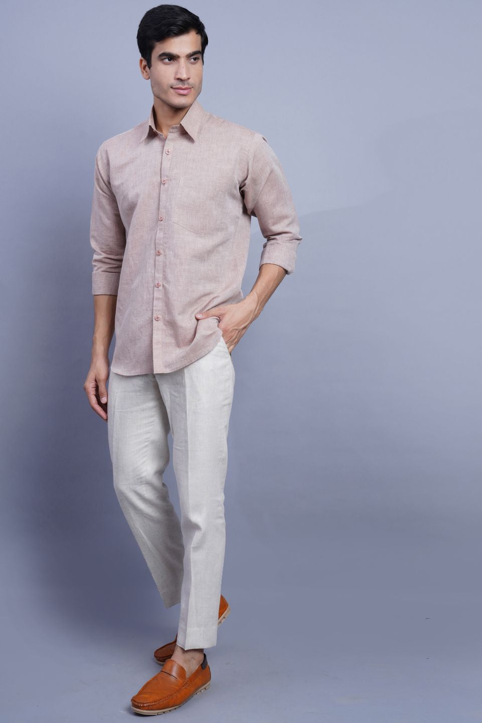 Linen Cotton Brown Shirt