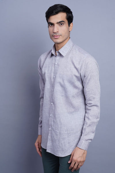 Wintage Men's Linen Casual Shirt: Light Grey