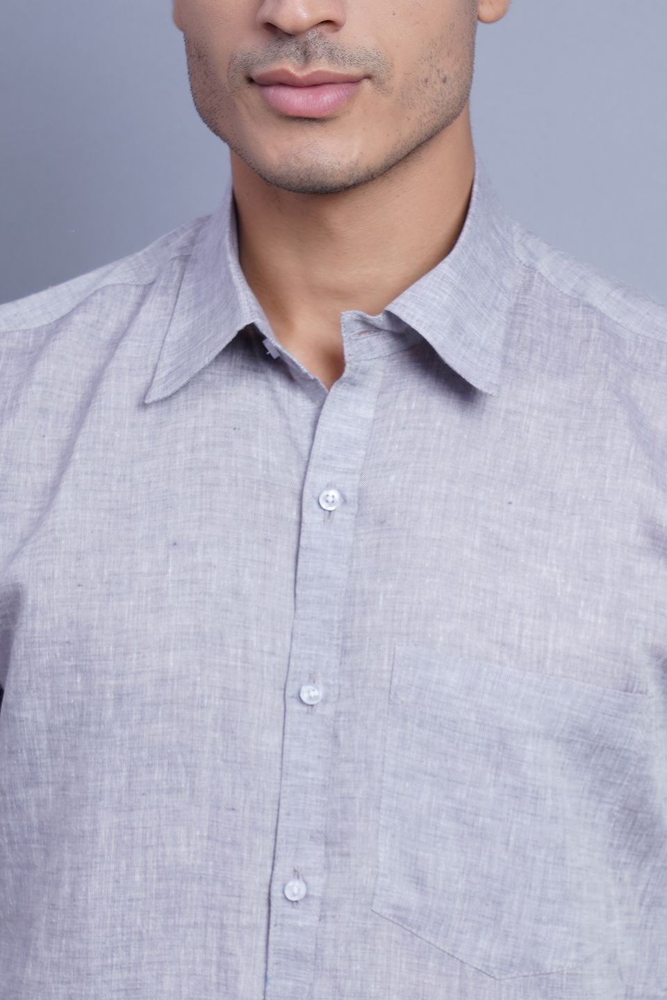 Wintage Men's Linen Casual Shirt: Light Grey