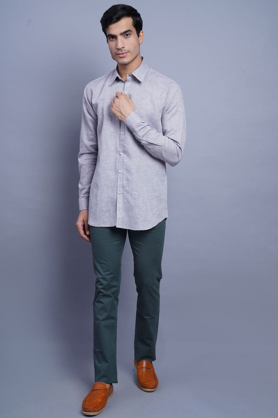 Linen Cotton Light Grey Shirt