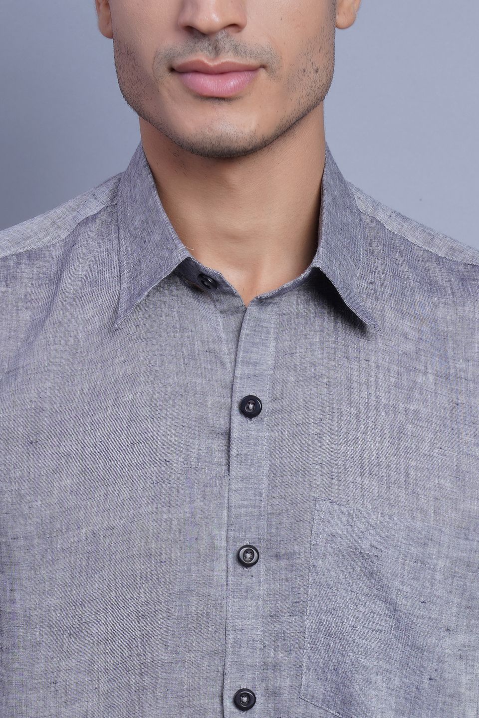 Wintage Men's Linen Casual Shirt: Grey