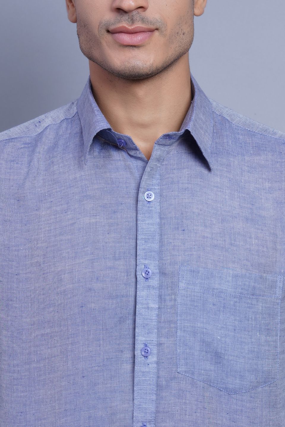 Wintage Men's Linen Casual Shirt: Blue