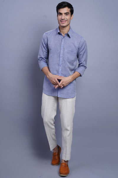 Linen Cotton Blue Shirt