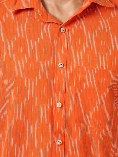 Ikat Cotton Orange Shirt
