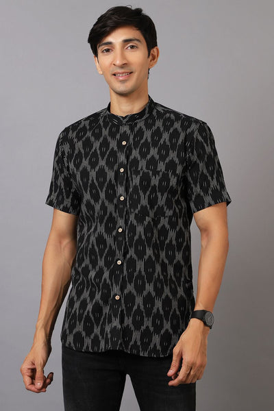 Ikat Cotton Black Shirt