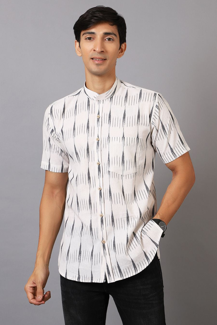 Ikat Cotton White Shirt