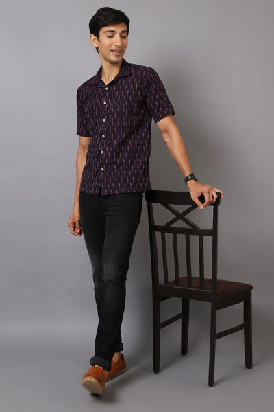 Ikat Cotton Violet Shirt