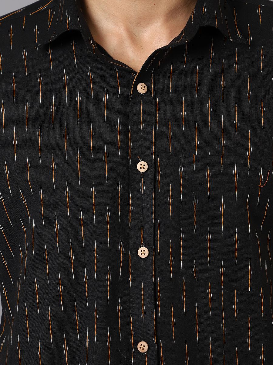 Ikat Cotton Black  Shirt