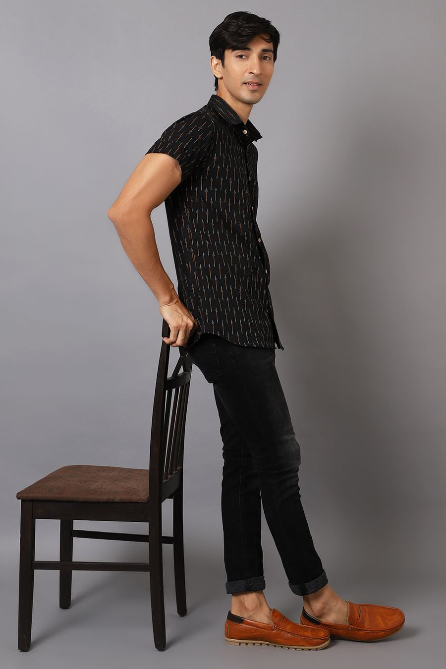 Ikat Cotton Black  Shirt