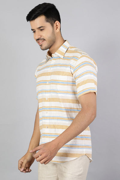 Linen Cotton White Stripe Shirt
