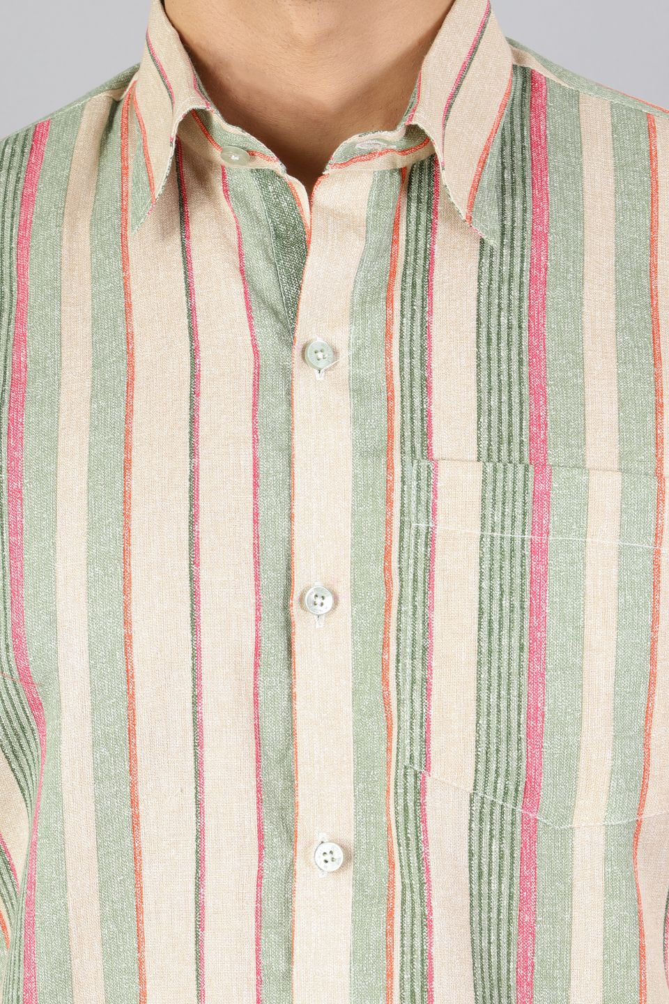 Linen Cotton Multicolored Stripe Shirt