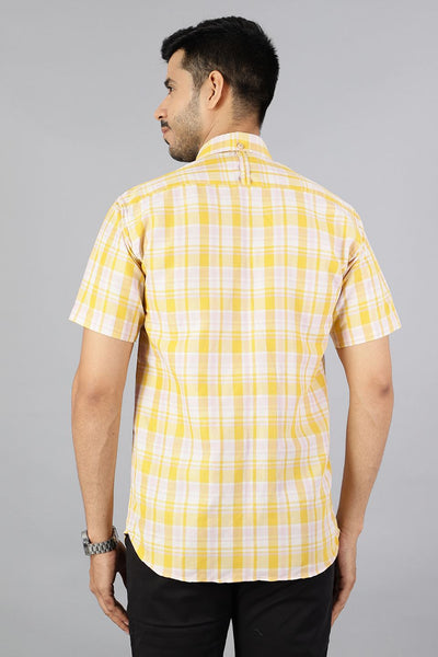 100% Premium Cotton Yellow Checkred Shirt