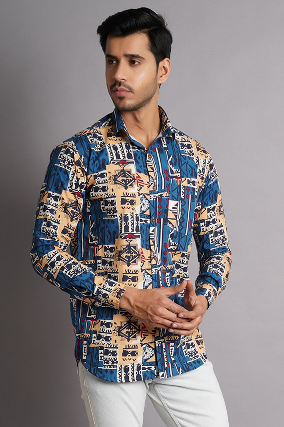 100% Premium Cotton Multicolored Printed Shirt