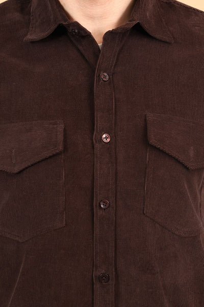 Corduroy Cotton Brown 2 Solid Shirt
