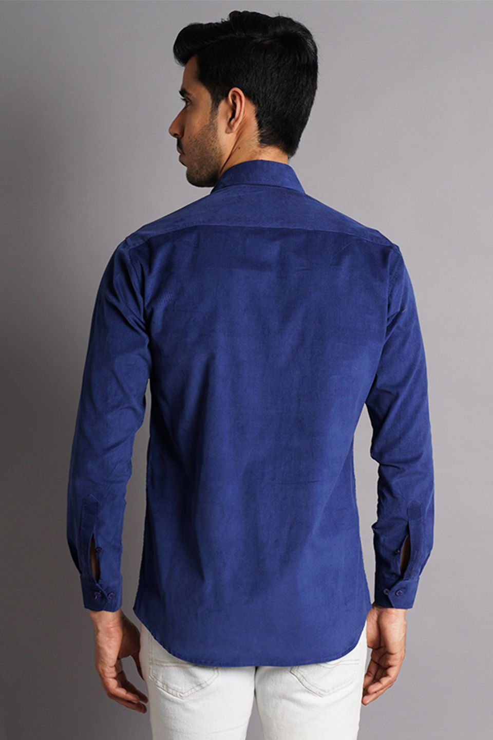 Corduroy Cotton Blue Solid Shirt