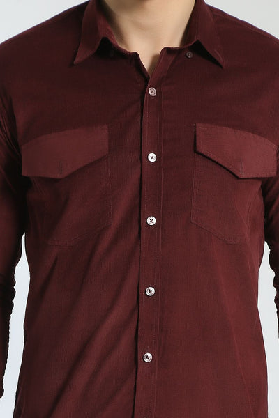 Corduroy Cotton Maroon Shirt