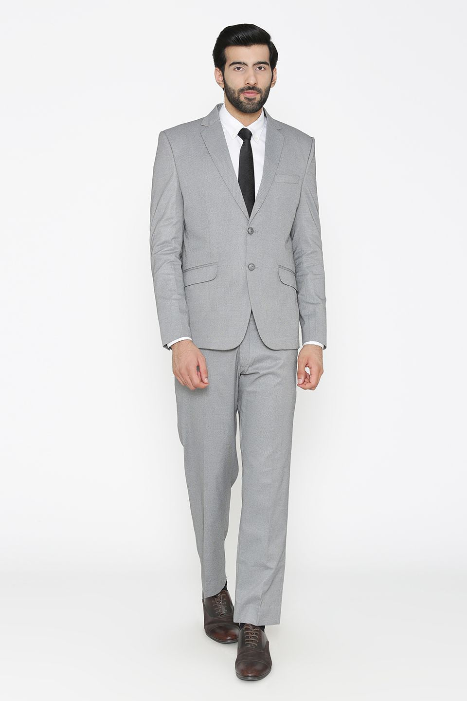 Poly Cotton Lycra Grey Suit