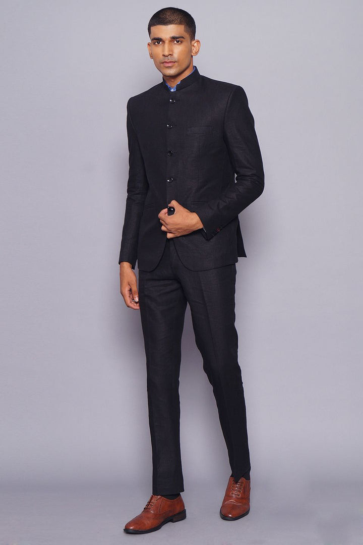 Buy Wintage Men's Pure Linen Black Suit online
