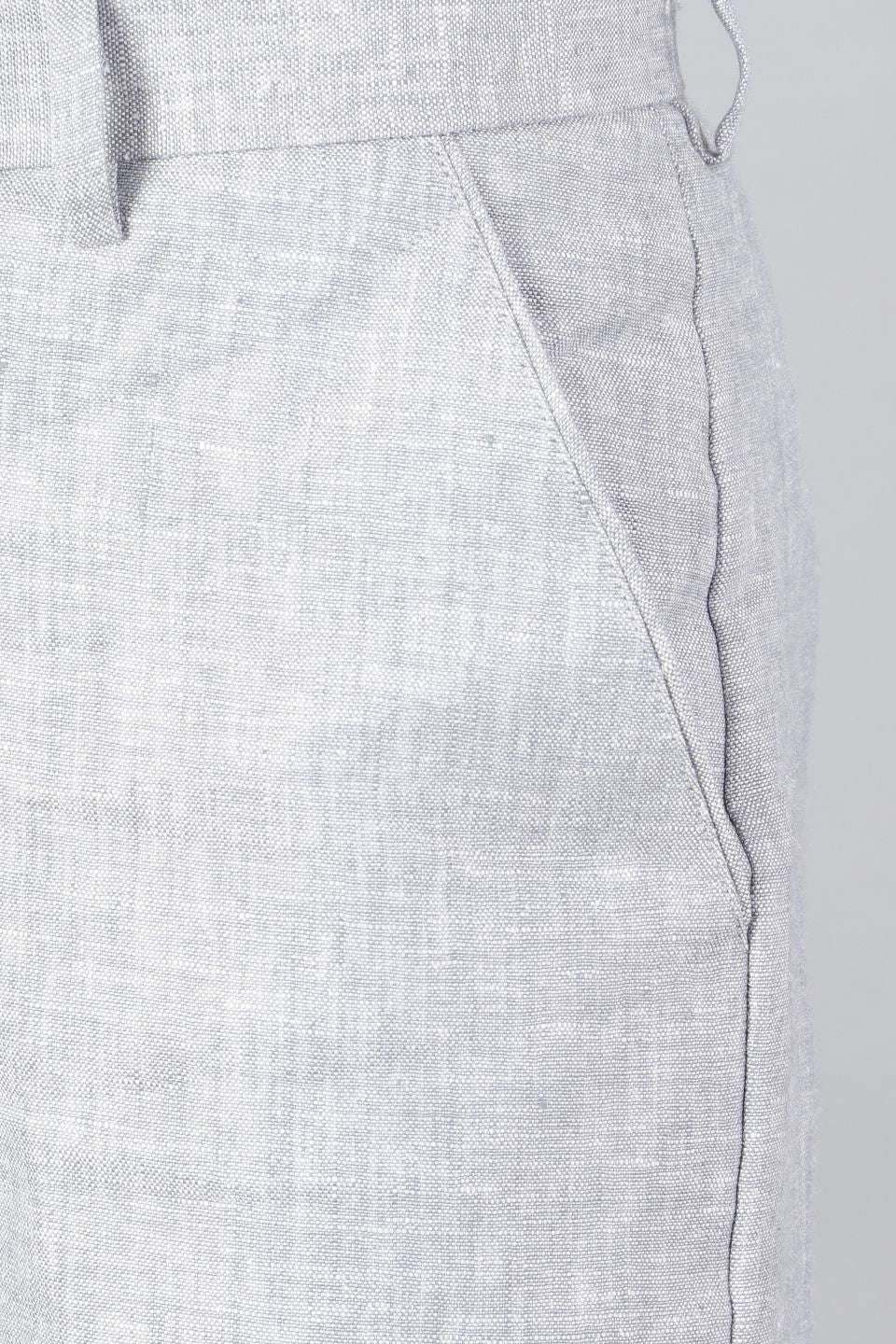 Men Linen Silver 2 Piece Suit