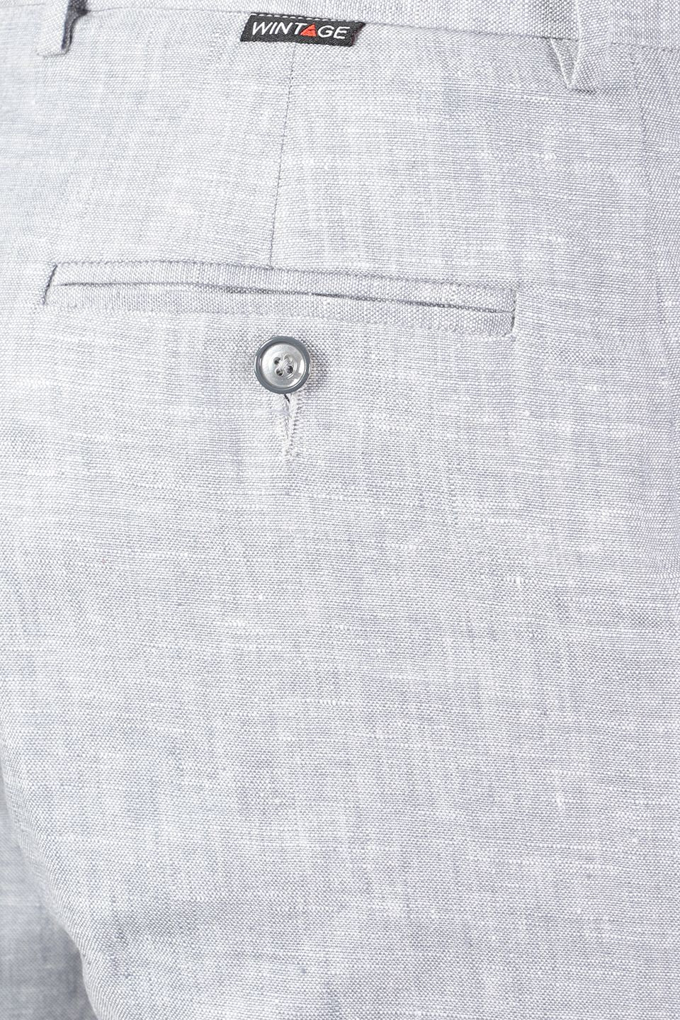 Men Linen Silver 2 Piece Suit