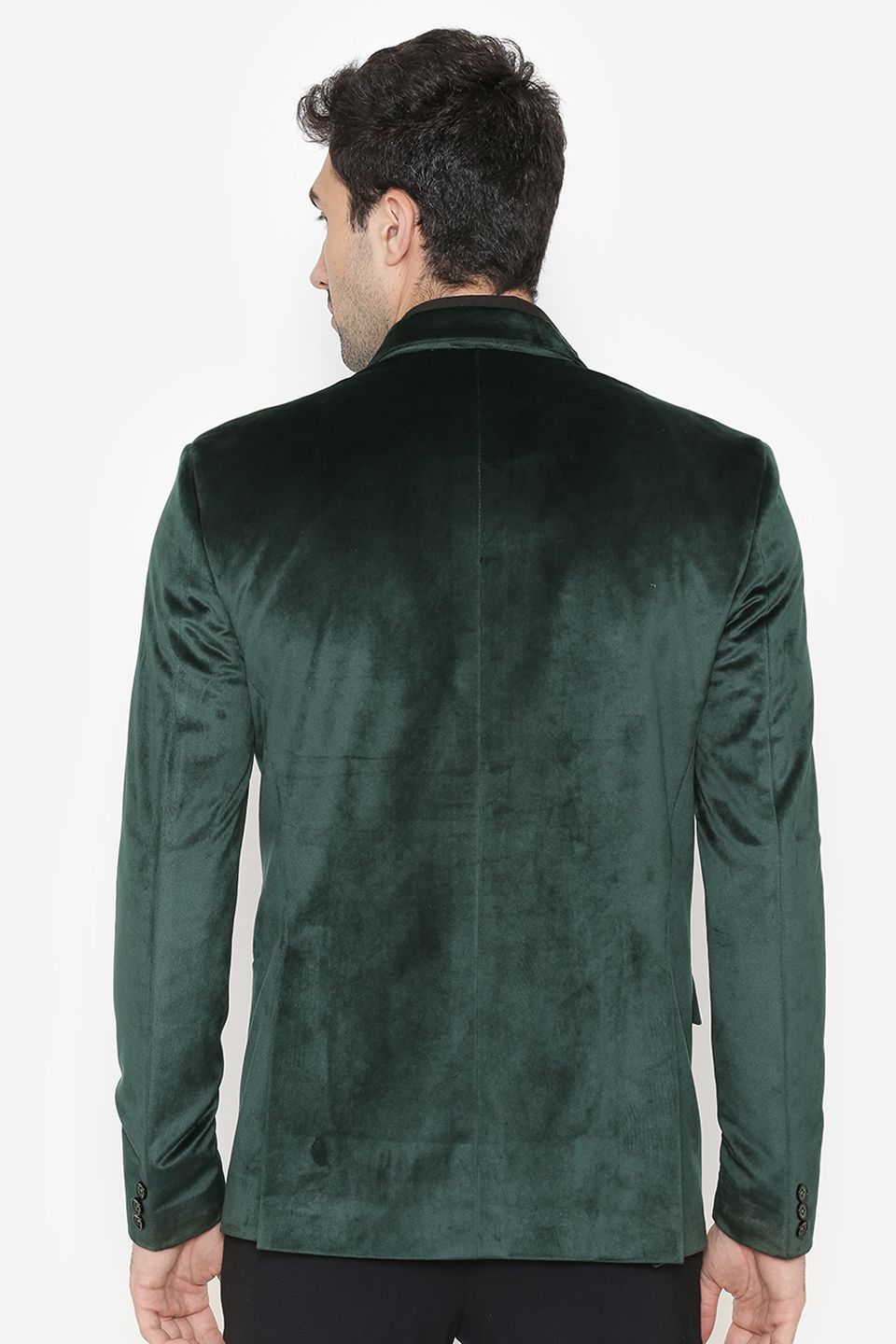 Wintage Men s Cotton Velvet Solid Party Blazer Green