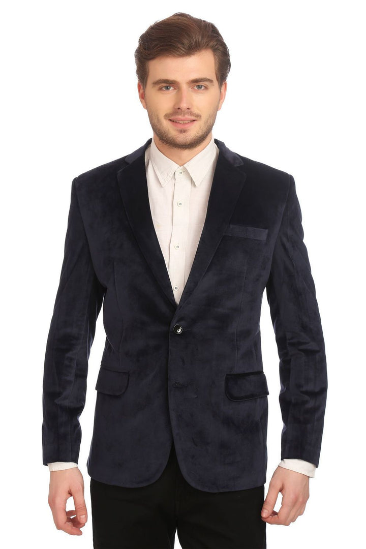 Dark blue velvet blazer mens on sale