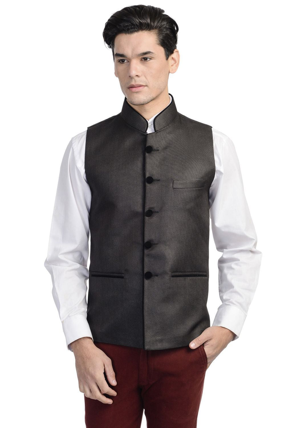 Rayon Black Nehru Jacket