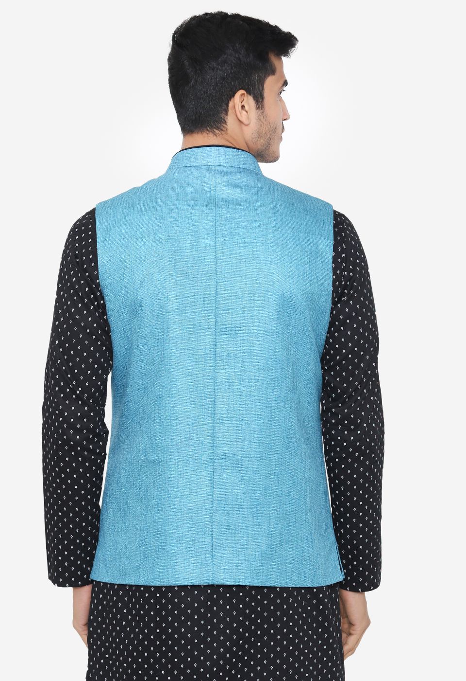 Rayon Blue Nehru Modi Jacket
