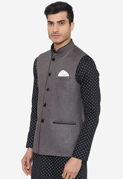 Rayon Grey Nehru Modi Jacket