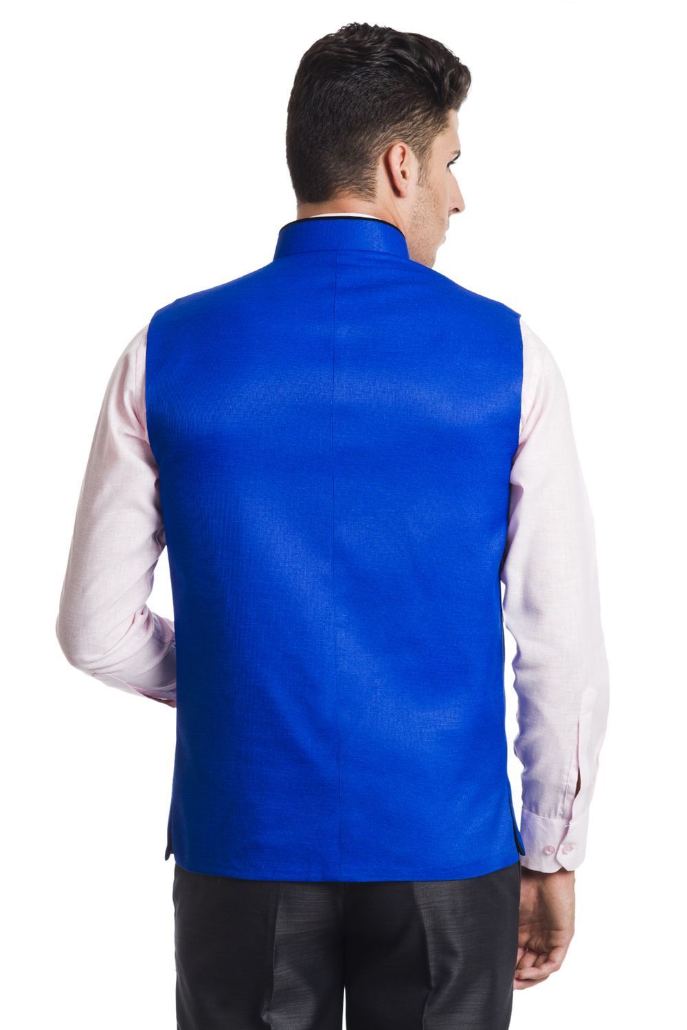 Polyester Cotton Blue Nehru Jacket