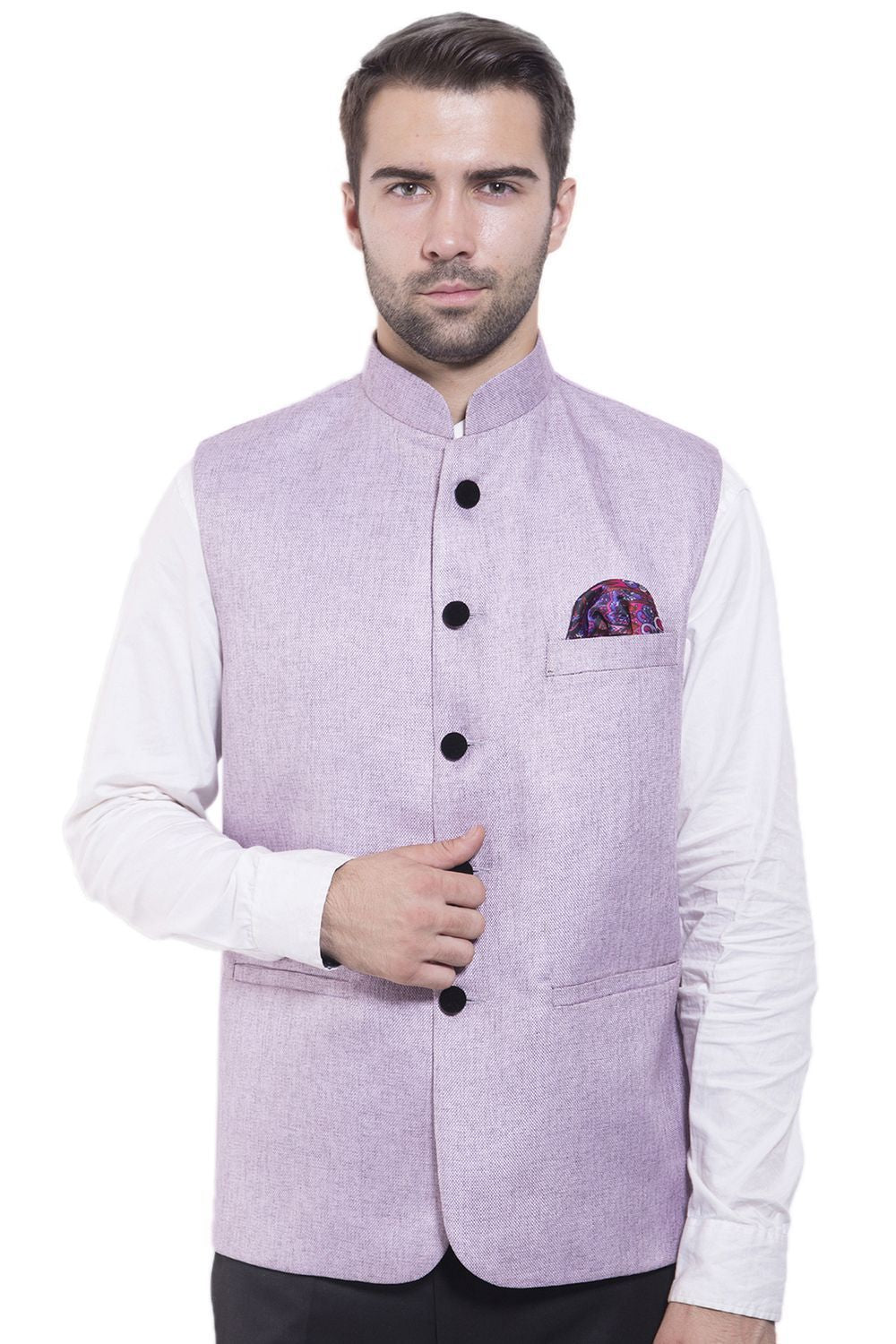 Rayon Purple Nehru Jacket