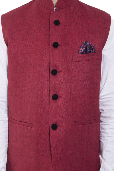 Rayon Red Nehru Jacket