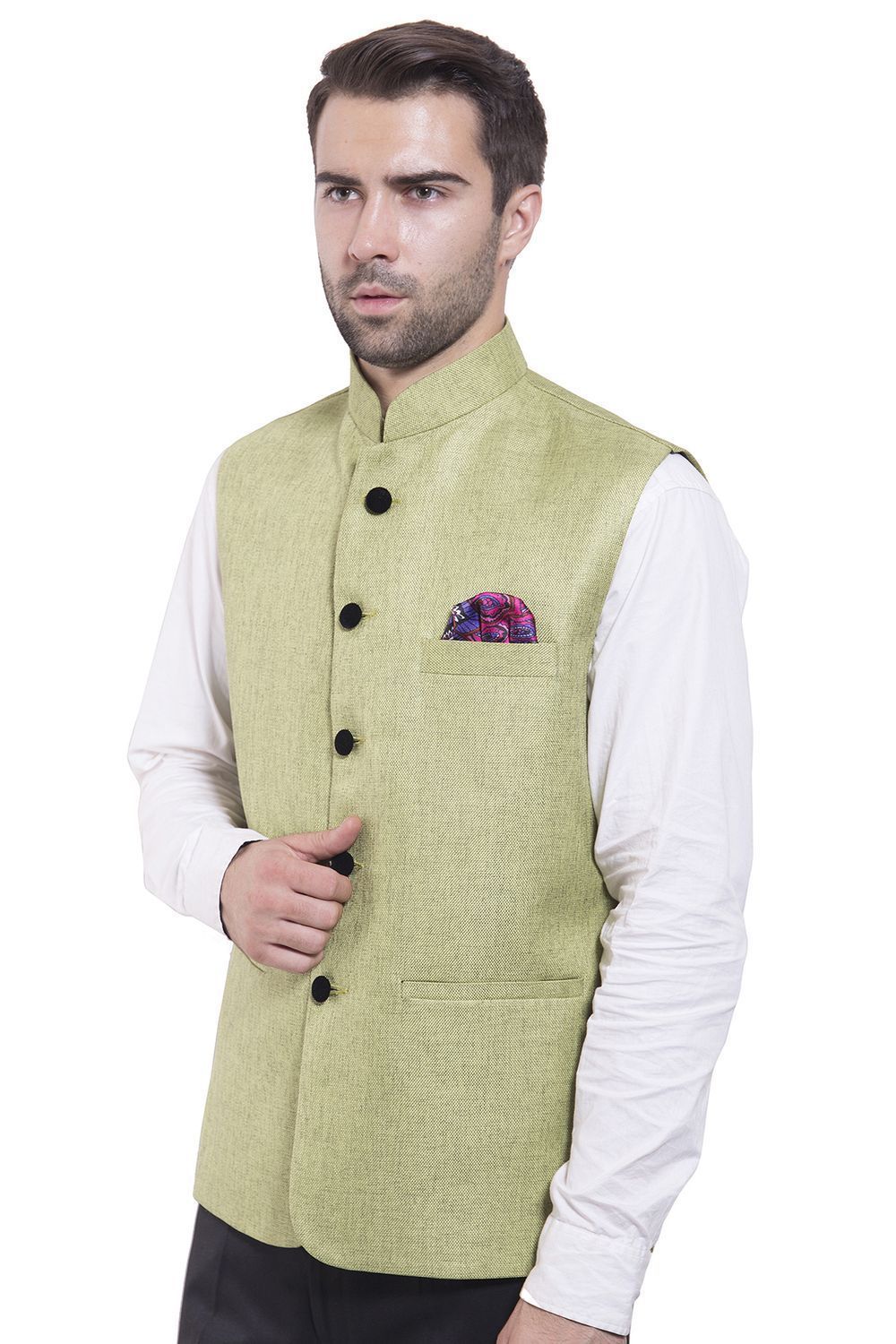 Rayon Green Nehru Jacket