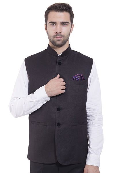 Rayon Black Nehru Jacket