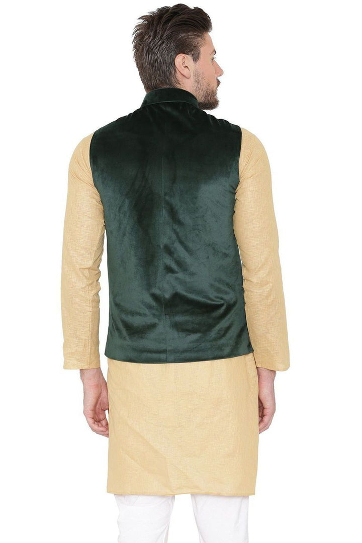 VEST DEEP コーデュロイジャケット XXL オリーブグリーン Wintage Men's Velvet Dust Free Casual and Festive Nehru Jacket