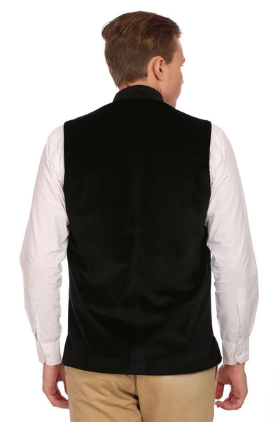 Dust Free Cotton Velvet Black Nehru Jacket