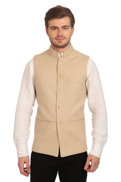 Tweed Beige Nehru Jacket