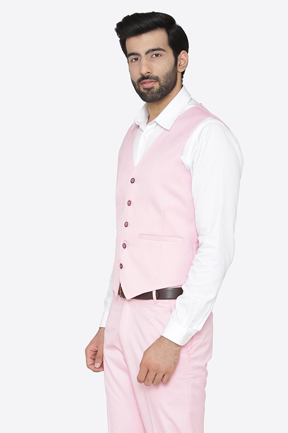 Wintage Men s Polyester Cotton Festive and Casual Vest Waistcoat Pink