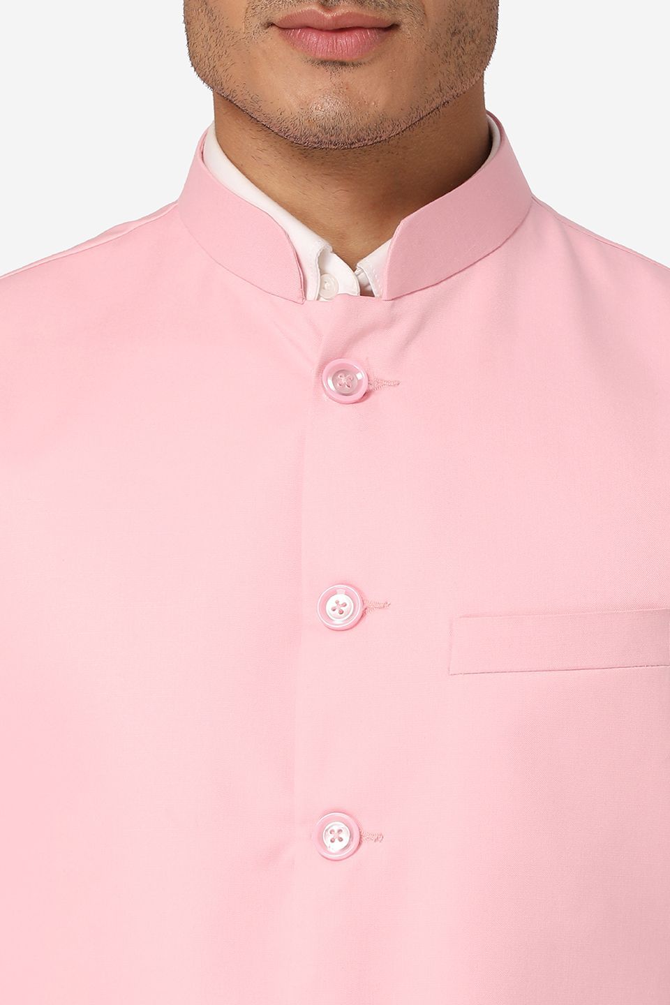 Wintage Men's Poly Cotton Festive and Casual Nehru Jacket Vest Waistcoat : Light Pink