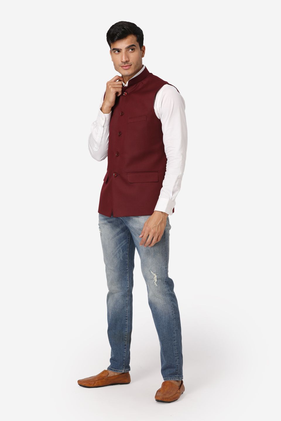 Wintage Men's Poly Cotton Festive and Casual Nehru Jacket Vest Waistcoat : Purple