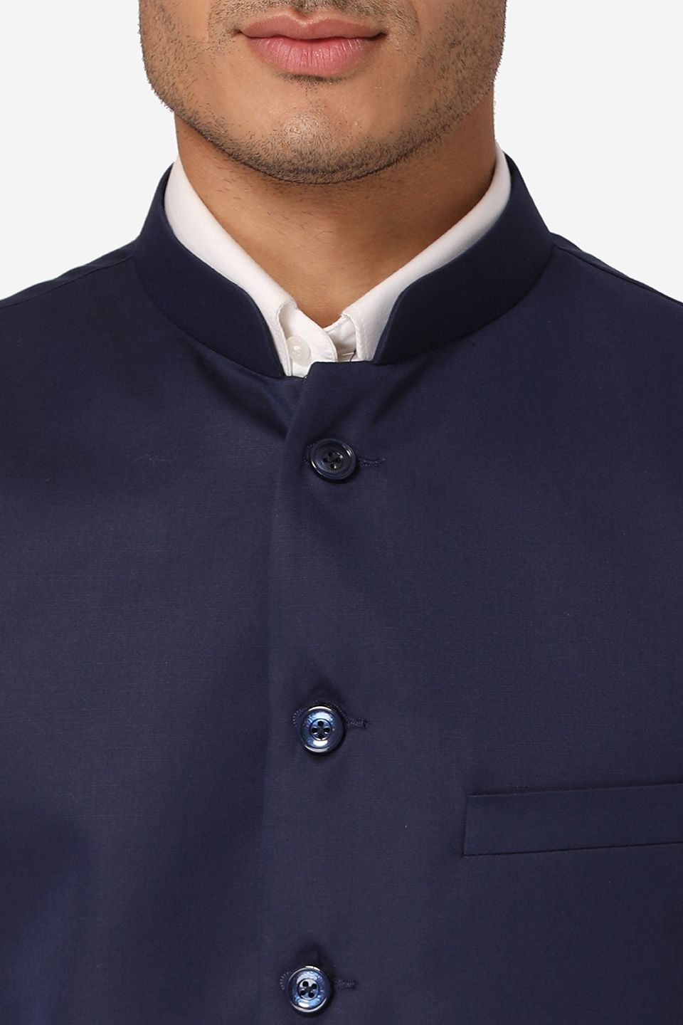 Wintage Men's Poly Cotton Festive and Casual Nehru Jacket Vest Waistcoat : Navy Blue